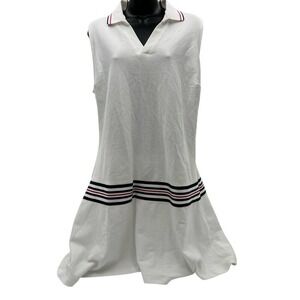 Walter Hagen Womens Taped Drop Waist Golf Dress White Large WGH19451 UPF 50+